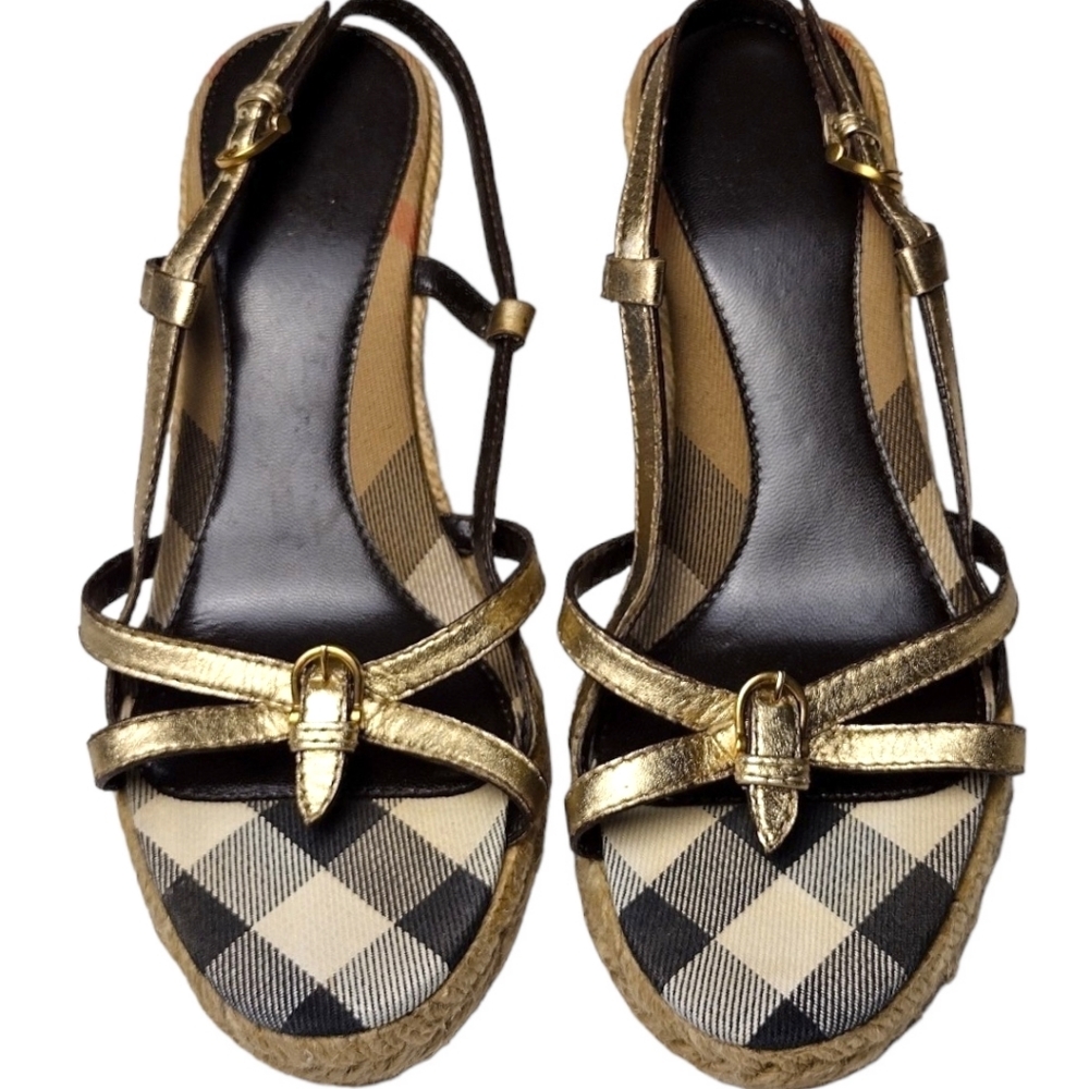 Burberry Wedge Espadrille Sandals 37 - Picture 2 of 6
